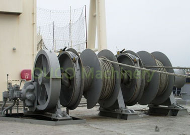 Low Noise Marine Deck Winches , Double Drum Winch Low Power Consumption