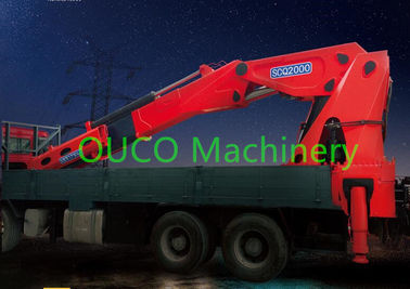 Red Color Truck Mounted Boom Crane , Hydraulic 50t Cargo Boom Knuckle Crane